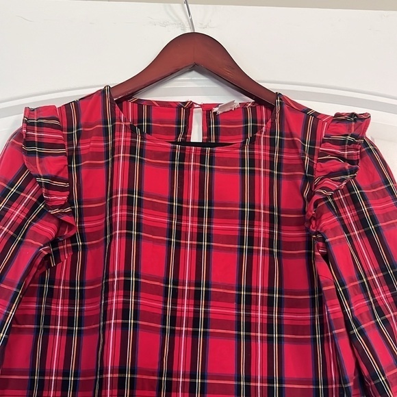 J Crew Crew Cuts Plaid Ruffle Top Size 12 - Picture 2 of 8